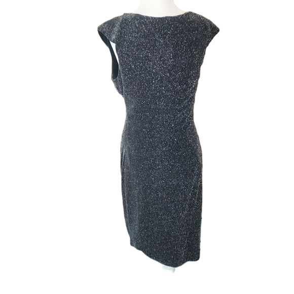 lauren ralph lauren Dress 14 Midi Sleeveless Sparkly Black Metallic Formal Gown. - Picture 4 of 4